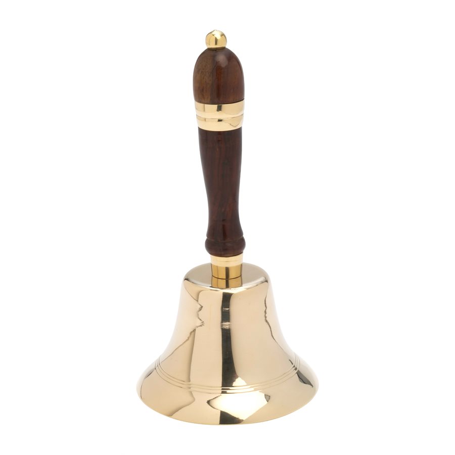 Cloche en laiton et bois 9" (23 cm) Ht.