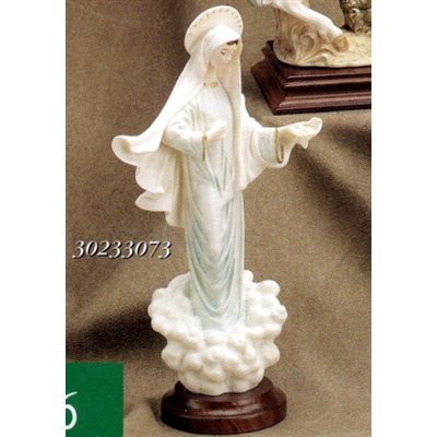 Our Lady of Medjugorje Color Marble Statue, 8" (20 cm)