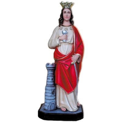 Statue ext. Sainte Barbara 26" (65 cm) en FDV Couleur