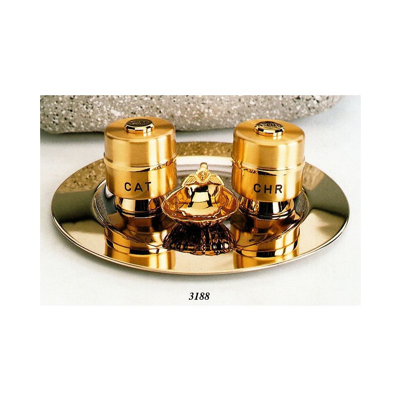 Goldplated Baptismal Set, 9.25" (23,5 cm) Diam.