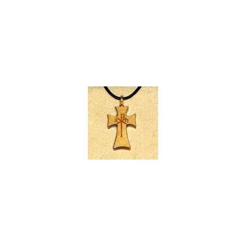 Varnished Maple Wood Cross & Rope Pendant, 1" (2.5 cm)