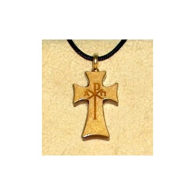 Pendentif croix & corde en érable verni, 1" (2.5 cm)