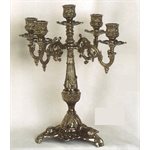 Antique Brass 5 Branches Candleholder, 11.5" (29 cm)