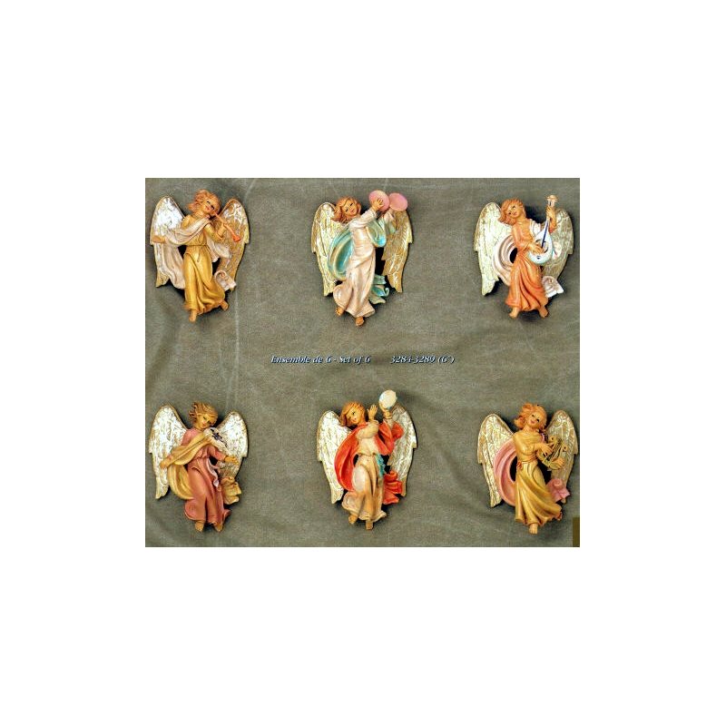 Color Resin Wall Angels, 6" (15 cm) / Set of 6