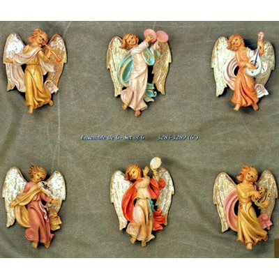 Color Resin Wall Angels, 6" (15 cm) / Set of 6