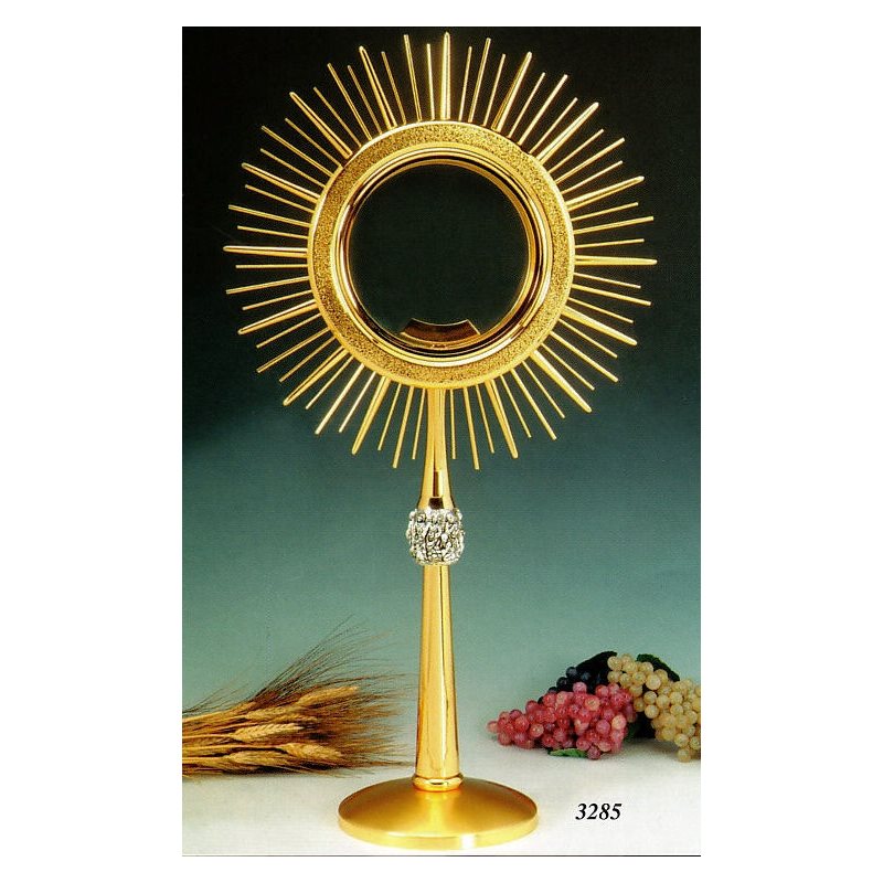 Monstrance, 23 1 / 4" (59 cm) Ht., Host box 6.75" (17 cm) Dia.