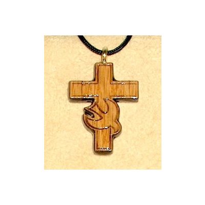 Pendentif croix et corde en chêne verni, 1.25" (3.2 cm)