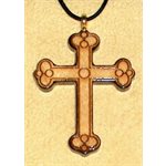 Varnished Maple Wood Cross & Rope Pendant, 1.75" (4.4 cm)