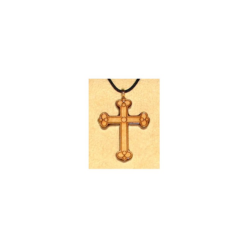 Varnished Maple Wood Cross & Rope Pendant, 1.5" (3.8 cm)