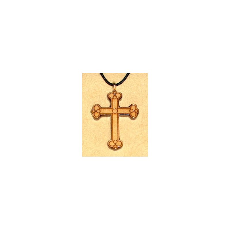 Pendentif croix & corde en érable verni, 1.5" (3.8 cm)