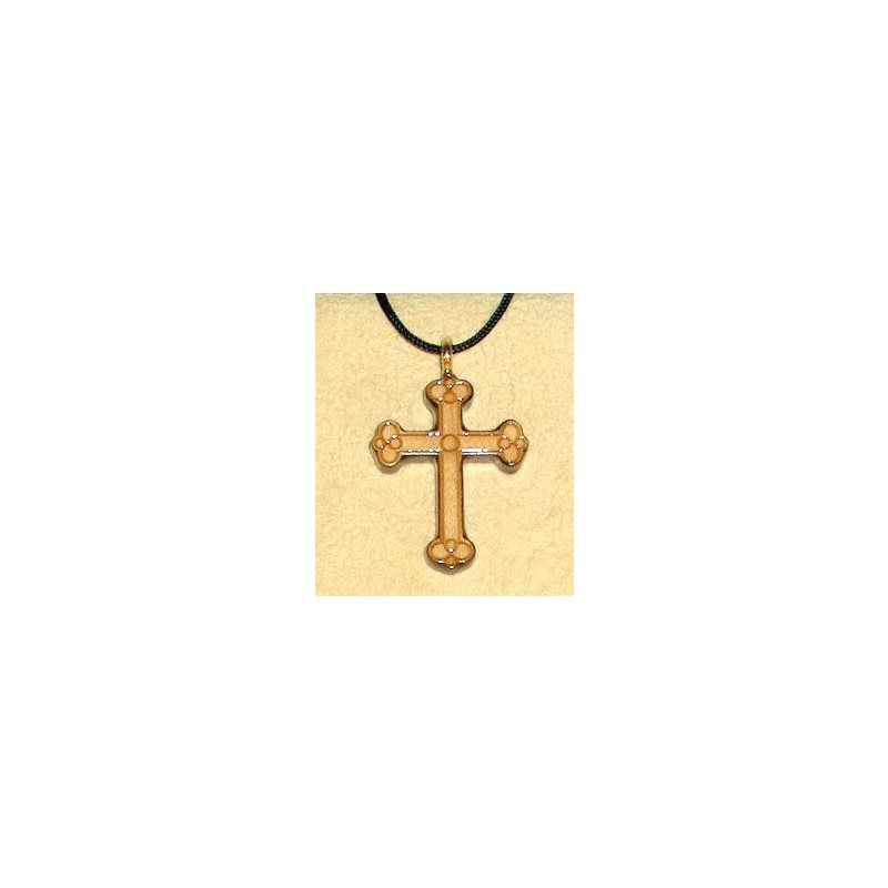 Pendentif croix et corde en érable verni, 1.25" (3.2 cm)