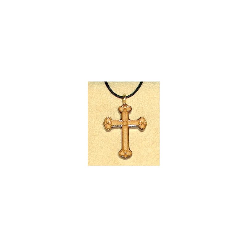 Varnished Maple Wood Cross & Rope Pendant, 1.25" (3.2 cm)