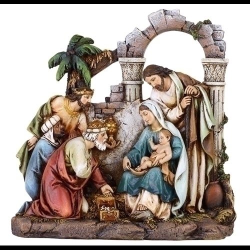 Crèche de Noel 8.5" (21.6 cm) en résine / 1 pièce