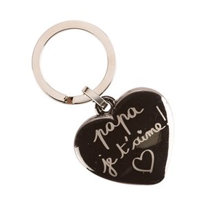 "Papa je t'aime'' Black Heart Key Ring, French
