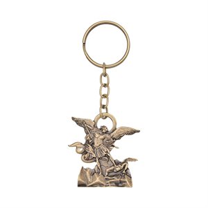 "St-Michael" Key Ring, Bronze metal, 3½"
