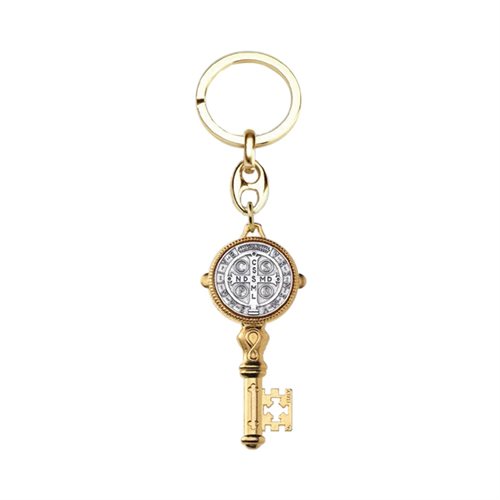 St. Benedict Key Ring, G-F / Silver center, 2.4''