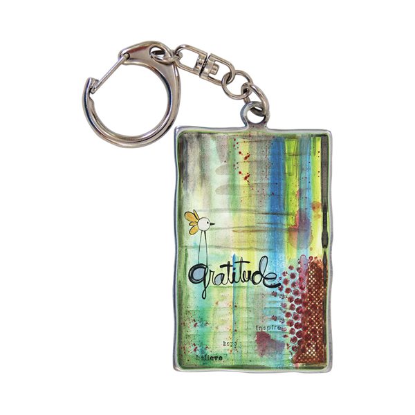 "Gratitude" Key Ring, Hand painted, 2"