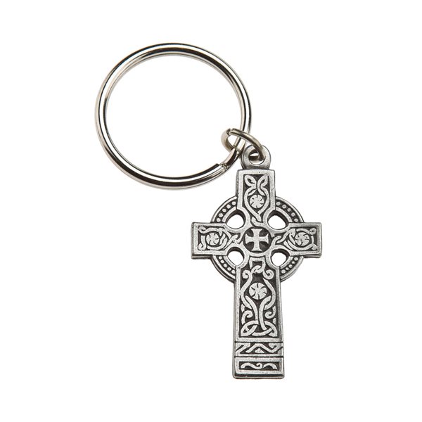 Porte-clés en forme de croix celtique, étain