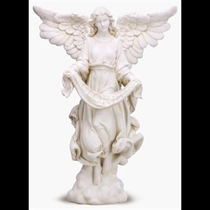 Pers. Ange-Gloria blanc debout 39" (99 cm) Ht. en résine