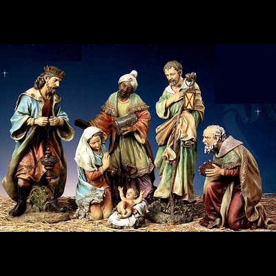 Resin / Stone Holy Family figurines, 27.5" (70 cm) Ht. / set 3