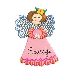 Pin, Little angel, "Courage" Hand painted, 1¾", French