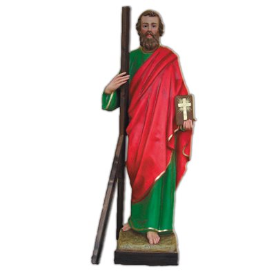 Statue ext. Saint André 63" (160 cm) en FDV Couleur