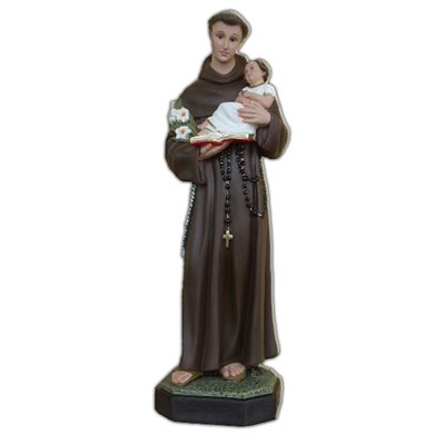 St. Anthony Color Fiberglass Outdoor Statue, 25.5" (65 cm)