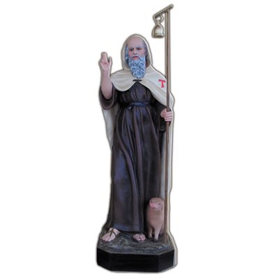 Statue ext. Saint Antoine Abbé 32" (80 cm) en FDV Couleur