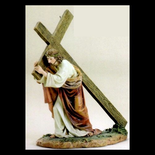 Statue Jésus portant la croix 11" (26 cm) en résine