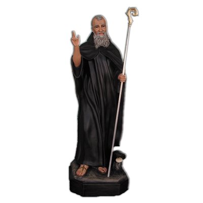 St. Benedict Color Fiberglass Outdoor Statue, 32" (80 cm)