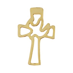 Confirmation Lapel Pin, Gold Dove on Cross, Small