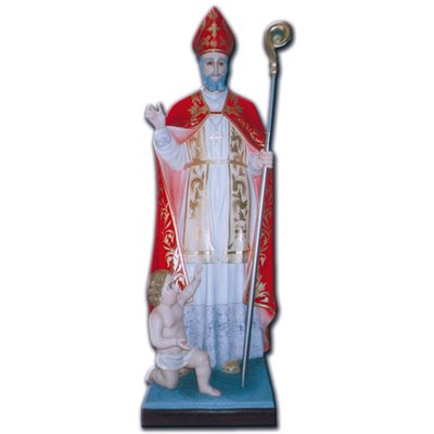 St. Blaise Color Fiberglass Outdoor Statue, 60" (150 cm)