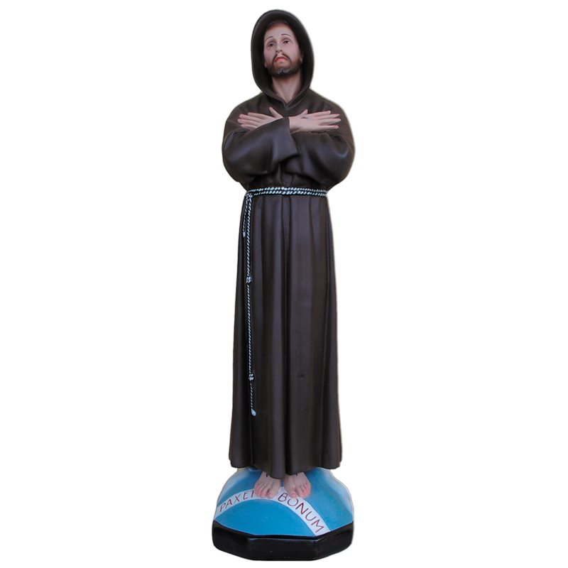 St. Francis of Assisi Color Fiberglass Outdoor Statue, 32"