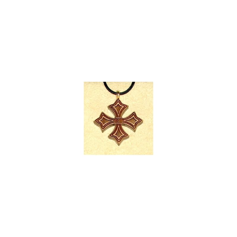 Pendentif croix & corde en cerisier verni, 1 1 / 8" (2.9 cm)