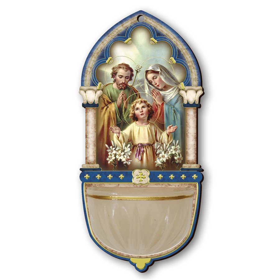 MDF & Fluo Plastic Holy Water Font 6 x 13 cm Holy Family