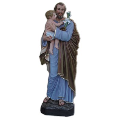 St. Joseph Color Fiberglass Outdoor Statue, 69" (175 cm)