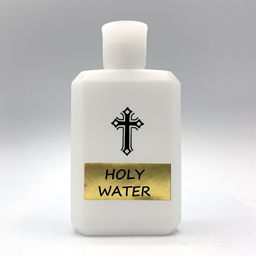 Empty Holy Water Plastic Bottle, 4½", English