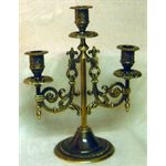 Antique Brass 3 Branches Candleholder, 10" (25.5 cm)