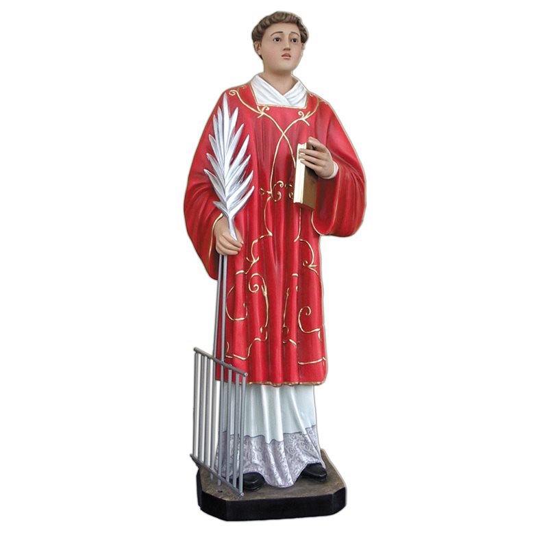 St. Lawrence Color Fiberglass Outdoor Statue, 43" (110 cm)