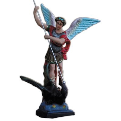 St. Michael Archangel Color Fiberglass Outdoor Statue, 43"