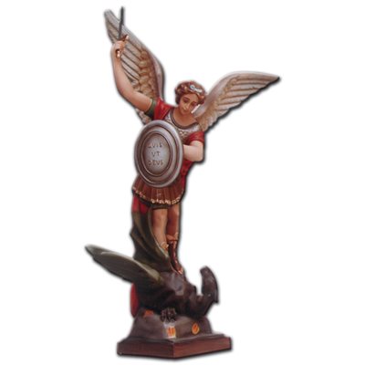 St. Michael Archangel Color Fiberglass Outdoor Statue, 43"