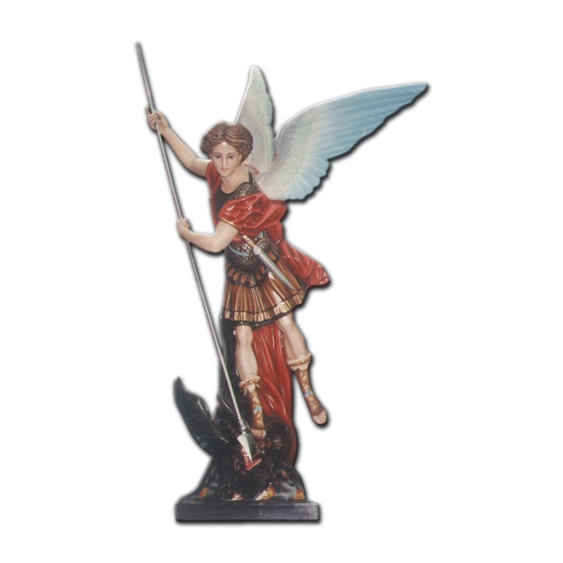 St. Michael Archangel Color Fiberglass Outdoor Statue, 63"