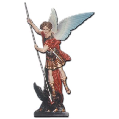 St. Michael Archangel Color Fiberglass Outdoor Statue, 63"