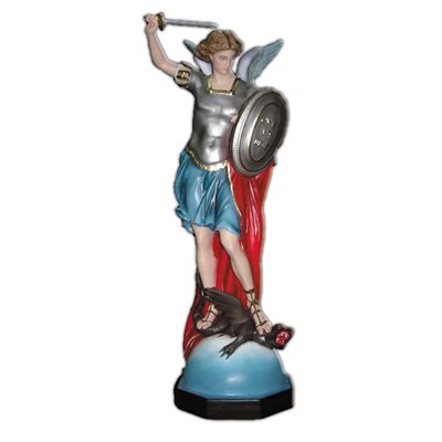 St. Michael Archangel Color Fiberglass Outdoor Statue, 32"