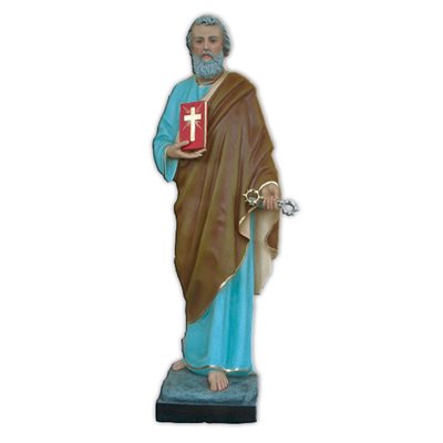 St. Peter Color Fiberglass Outdoor Statue, 63" (160 cm)