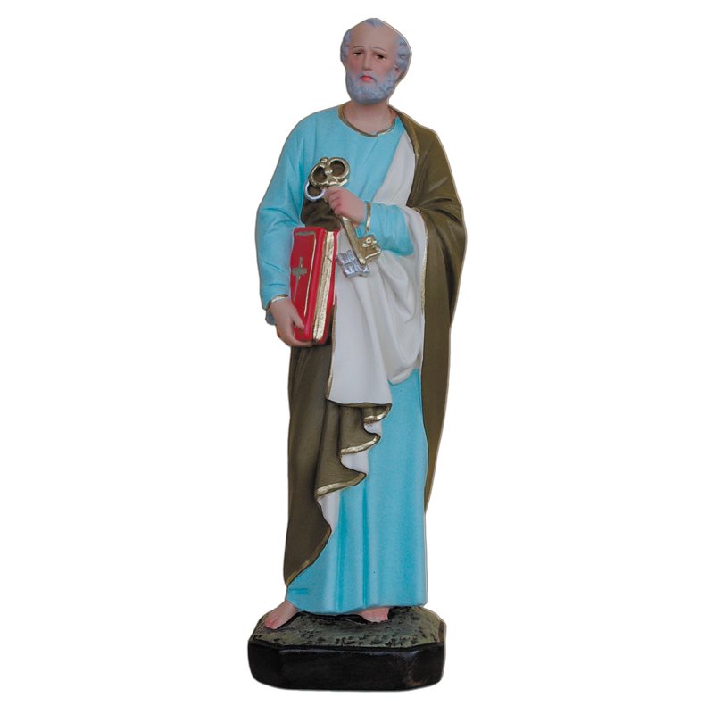 St. Peter Color Fiberglass Outdoor Statue, 12" (30 cm)