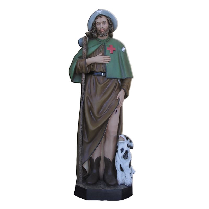 St. Roch Color Fiberglass Outdoor Statue, 45" (115 cm)