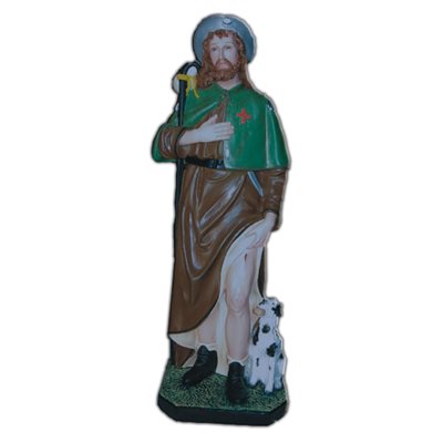 St. Roch Color Fiberglass Outdoor Statue, 24" (60 cm)