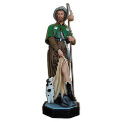 St. Roch Color Fiberglass Outdoor Statue, 33.5" (85 cm)