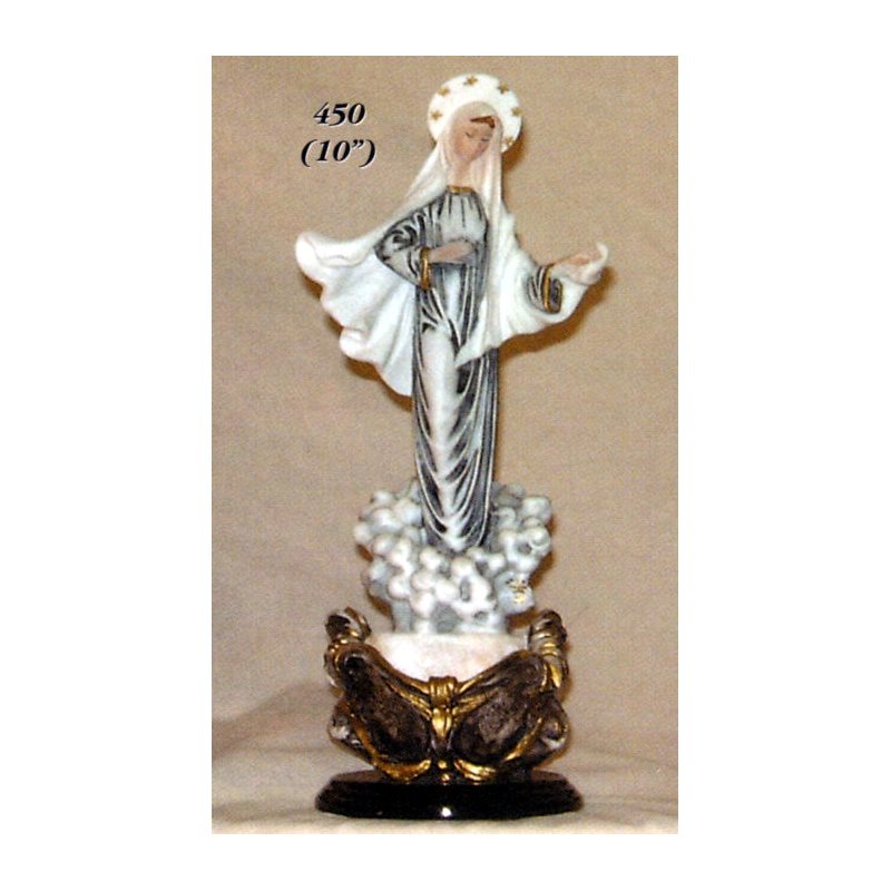 Color Marble Our Lady of Medjugorje Water Font, 10" (25.5 cm